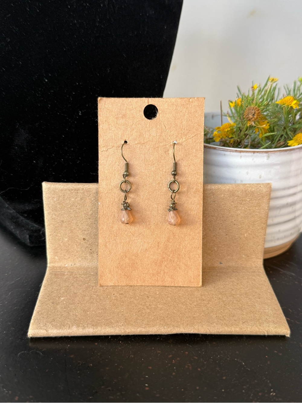 Delicate Peach Drop Earrings - Unbranded